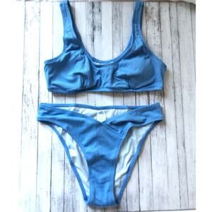 Cupshe two-piece bathing suit blue size small